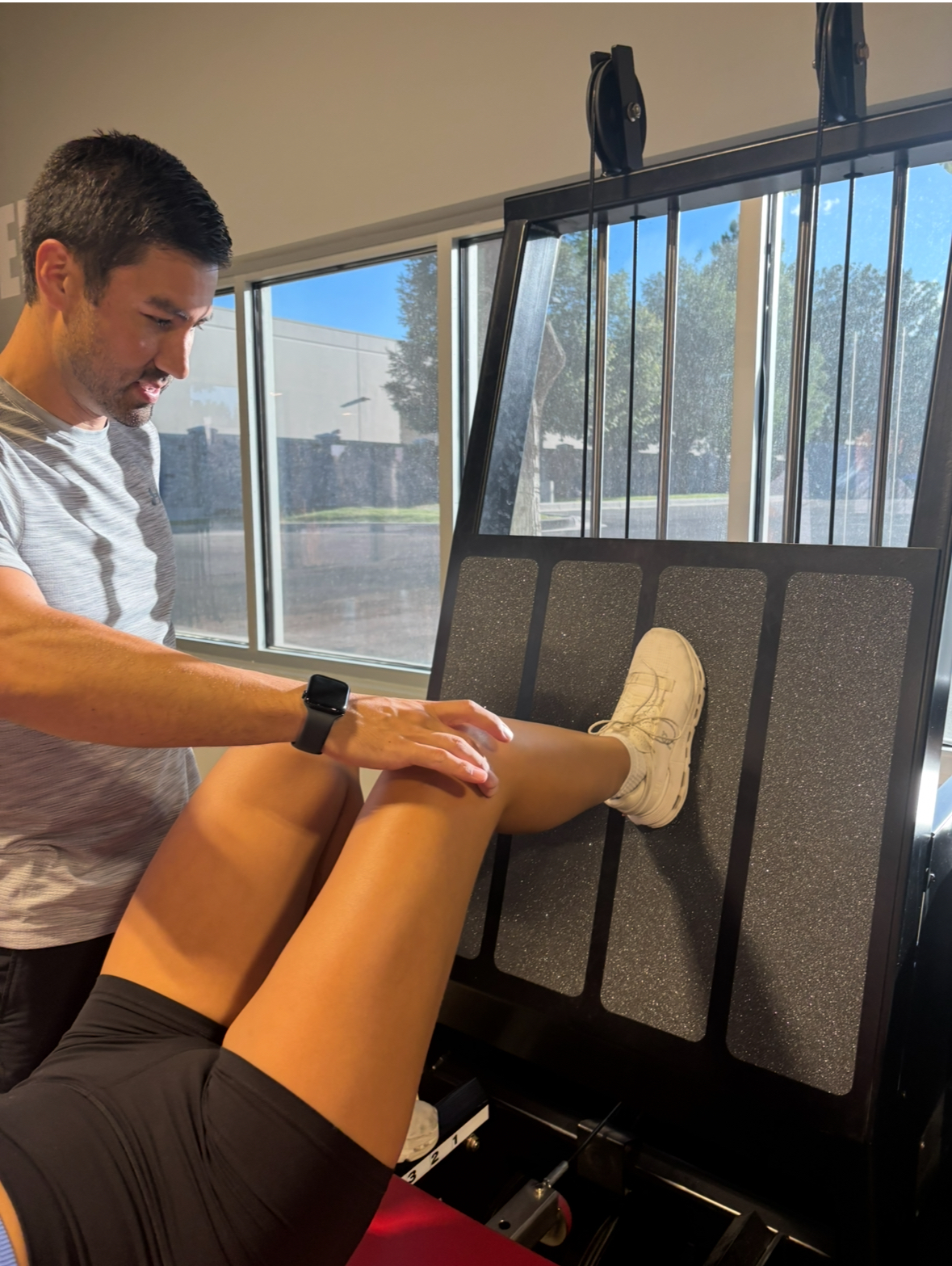 Patient performing guided rehabilitation exercises with their physical therapist